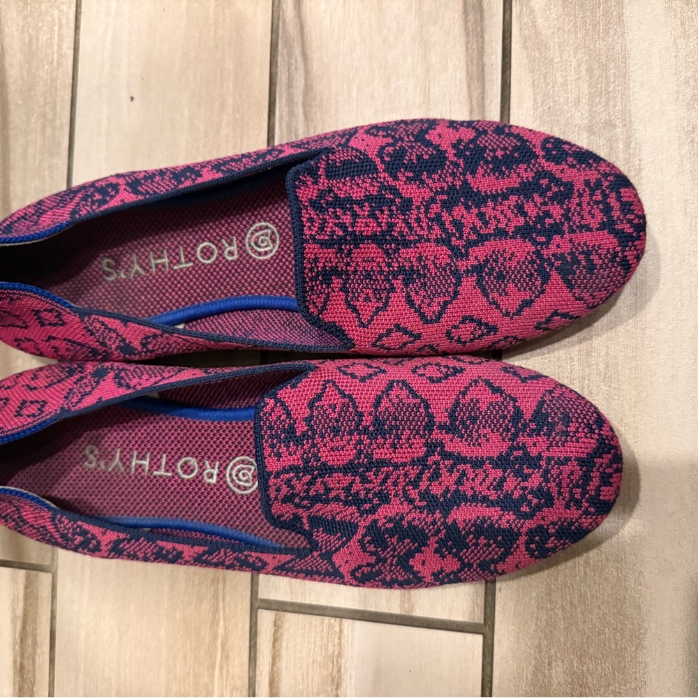 Rothy's Vibrant Pink and Navy Loafers